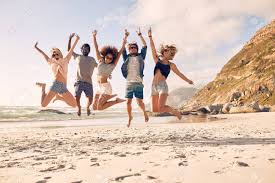 Friends taking a jumping photo